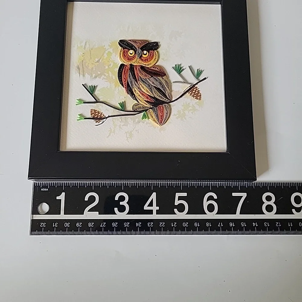 Yoder Do American Quilling Card Company Framed 3D‎ Owl Art Nature Renaissance